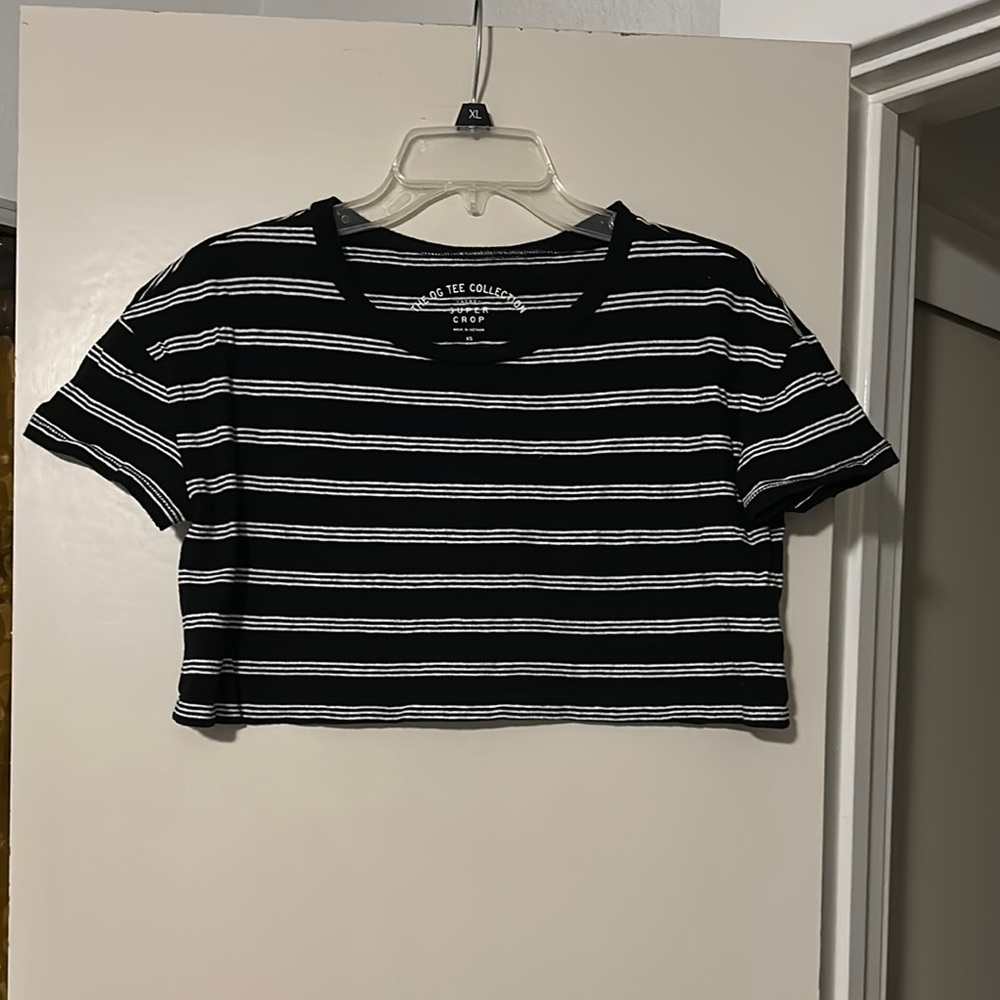 Aero-The OG Tee Collection Black and White Striped Crop Top